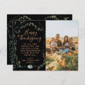 ファミリーフォトグリーンブラック感謝祭 シーズンカード (正面/裏面)