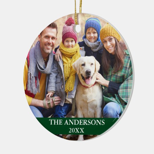 ファミリーフォトグリーン セラミックオーナメント (左)