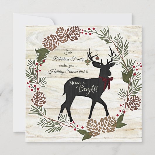 ファミリーフォトコラージウッドファームハウスクリスマス シーズンカード (正面)