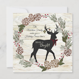 ファミリーフォトコラージウッドファームハウスクリスマス シーズンカード