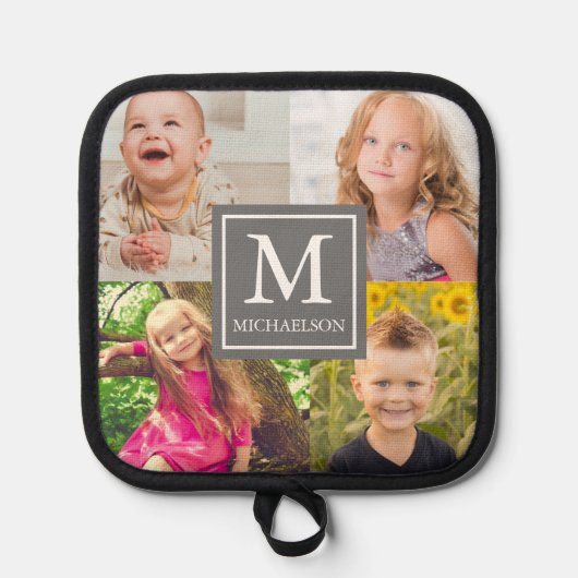 ファミリーフォトコラージオーブンミットとポットホルダー 鍋敷き (正面)