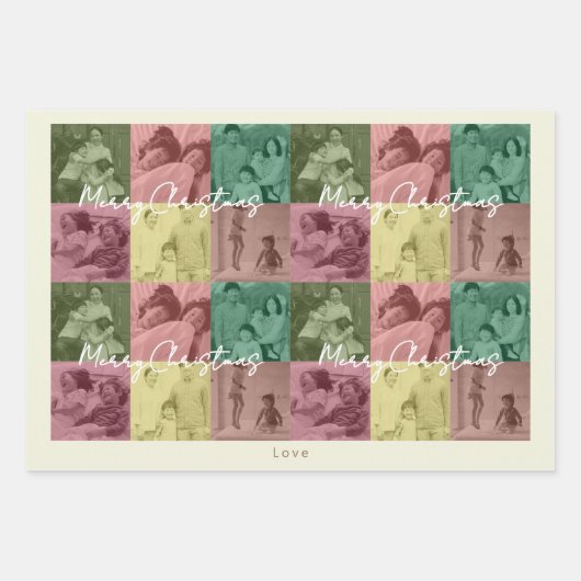 ファミリーフォトコラージギフトラッピング ラッピングペーパーシート (正面)