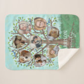 ファミリーフォトコラージツリー8写真+名前簡単 シェルパブランケット (正面(横))