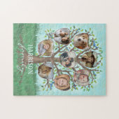 ファミリーフォトコラージツリー8写真+名前簡単 ジグソーパズル (横)