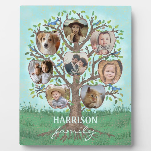ファミリーフォトコラージツリー8写真+名前簡単 フォトプラーク (正面)