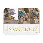 ファミリーフォトコラージハッピーホリデーズマグネット マグネット (横)