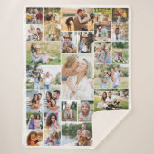 ファミリーフォトコラージホワイト31写真 シェルパブランケット (正面)