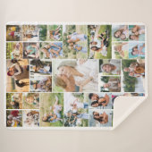 ファミリーフォトコラージホワイト31写真 シェルパブランケット (正面(横))