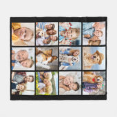 ファミリーフォトコラージュの作成シンプル12写真 フリースブランケット (正面(横))