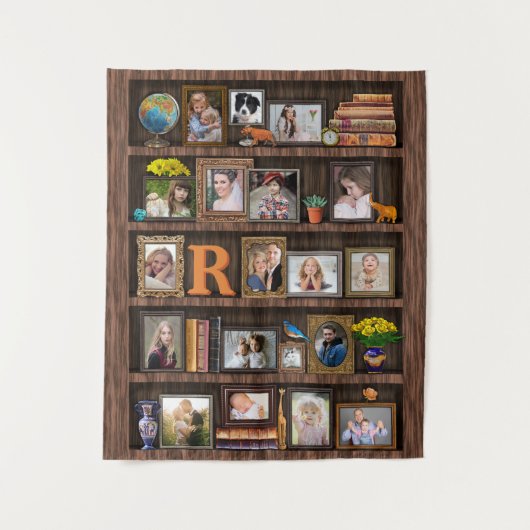 ファミリーフォトコラージュアンティーク本パーソナライズされた箱 タペストリー (正面)