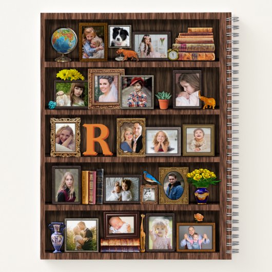 ファミリーフォトコラージュアンティーク本パーソナライズされた箱 ノートブック (裏面)