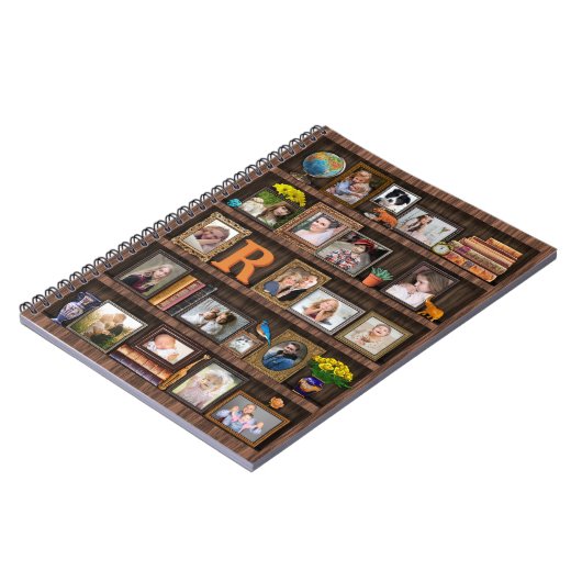 ファミリーフォトコラージュアンティーク本パーソナライズされた箱 ノートブック (左側)