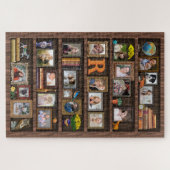 ファミリーフォトコラージュアンティーク本箱カスタム大 ジグソーパズル (横)