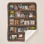 ファミリーフォトコラージュアンティーク本箱パーソナライズされた シェルパブランケット (正面)