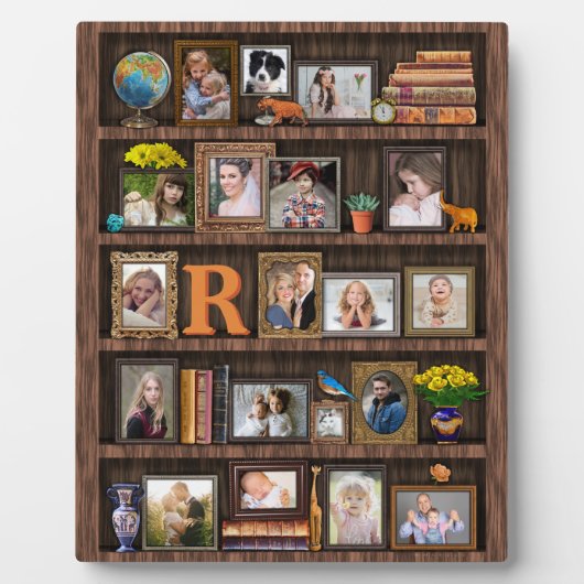 ファミリーフォトコラージュアンティーク本箱パーソナライズされた フォトプラーク (正面)