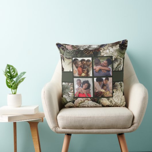 ファミリーフォトコラージュウエレガントィンターガーデンフローラ クッション (椅子)