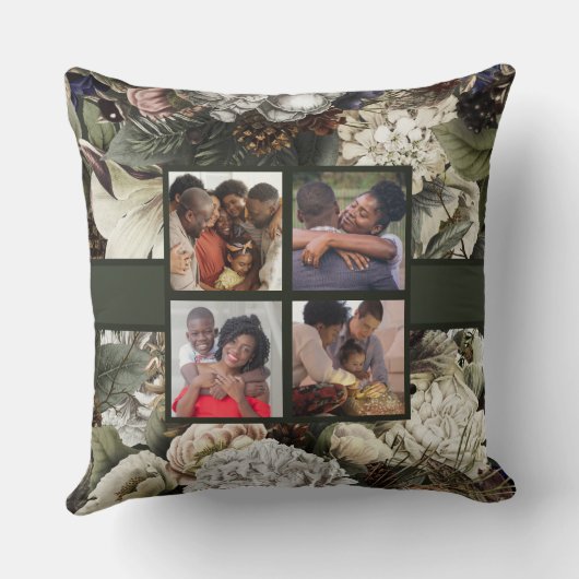 ファミリーフォトコラージュウエレガントィンターガーデンフローラ クッション (裏面)