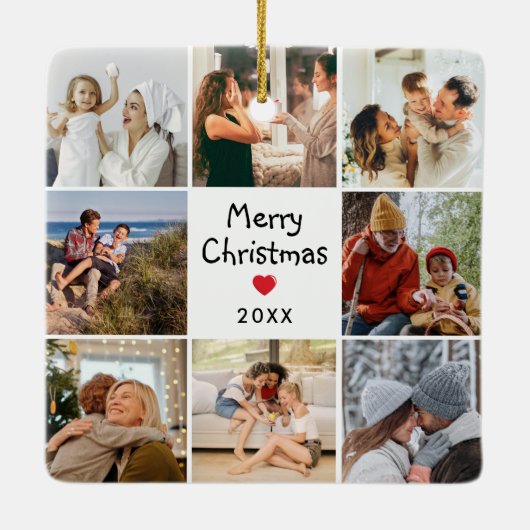 ファミリーフォトコラージュカスタム引用文記念 セラミックオーナメント (裏面)