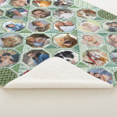 ファミリーフォトコラージュグリーンキルトルック35 Pic LG SM シェルパブランケット (3/4)