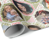 ファミリーフォトコラージュグリーンピンクキルト28写真 ラッピングペーパー (ロールコーナー)
