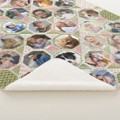 ファミリーフォトコラージュグリーンピンクキルト35 Pic LG SM シェルパブランケット (3/4)