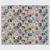 ファミリーフォトコラージュグレーキルトルック28カスタム画 ラッピングペーパー (フラット)