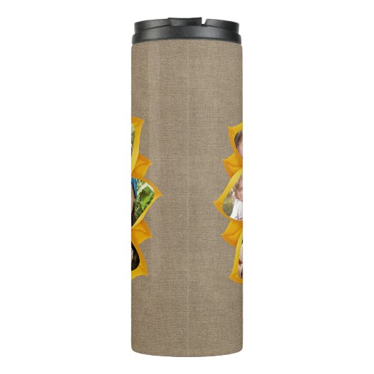 ファミリーフォトコラージュサンフラワーバーラップ13写真簡単 タンブラー (裏面)