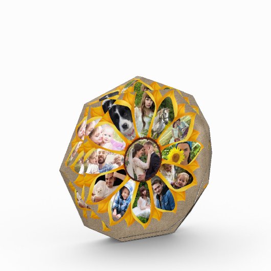 ファミリーフォトコラージュサンフラワーバーラップ13写真簡単 フォトブロック (左)