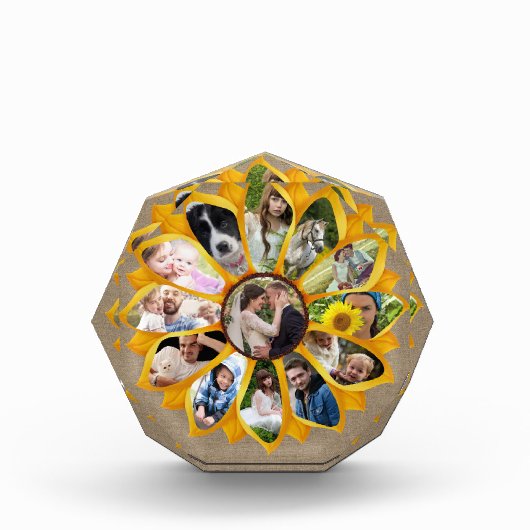 ファミリーフォトコラージュサンフラワーバーラップ13写真簡単 フォトブロック (正面)