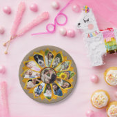 ファミリーフォトコラージュサンフラワーバーラップ13写真簡単 ペーパープレート (パーティー)