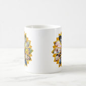 ファミリーフォトコラージュサンフラワー13写真簡単 コーヒーマグカップ (中央)