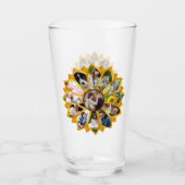 ファミリーフォトコラージュサンフラワー13写真簡単 タンブラーグラス (正面)