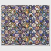 ファミリーフォトコラージュダークキルトルック28写真簡単 ラッピングペーパー (フラット)