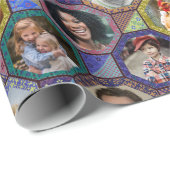 ファミリーフォトコラージュダークキルトルック28写真簡単 ラッピングペーパー (ロールコーナー)