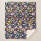 ファミリーフォトコラージュダークキルトルック28写真 シェルパブランケット (正面)