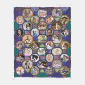 ファミリーフォトコラージュダークキルトルック35写真簡単 フリースブランケット (正面)