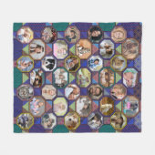 ファミリーフォトコラージュダークキルトルック35写真簡単 フリースブランケット (正面(横))