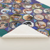 ファミリーフォトコラージュダークキルトルック35 Pic LG SM シェルパブランケット (3/4)