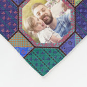 ファミリーフォトコラージュダークキルトルック35 Pic LG SM フリースブランケット (角)