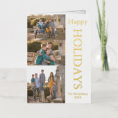 ファミリーフォトコラージュハッピーホリデー 箔シーズンカード (正面)