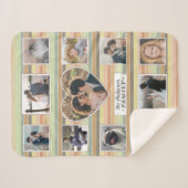 ファミリーフォトコラージュハート11カスタムレトロストライプ シェルパブランケット (正面(横))