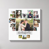 ファミリーフォトコラージュハート17写真名白 キャンバスプリント (正面)