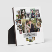 ファミリーフォトコラージュハート17写真名白 フォトプラーク (正面)