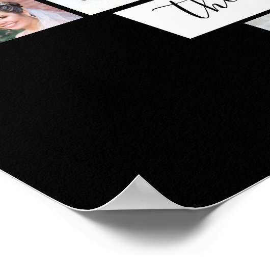 ファミリーフォトコラージュハート17写真名黒 ポスター (角)