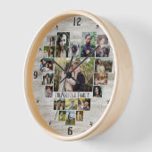 ファミリーフォトコラージュハート20写真名ファームウッド 壁時計 (傾斜)