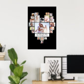 ファミリーフォトコラージュハート22写真ブラック20x30 ポスター (ホームオフィス)