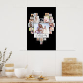 ファミリーフォトコラージュハート22写真ブラック20x30 ポスター (キッチン)