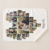 ファミリーフォトコラージュハート25写真名ホワイト シェルパブランケット (正面(横))