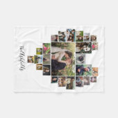 ファミリーフォトコラージュハート25写真名ホワイト フリースブランケット (正面(横))