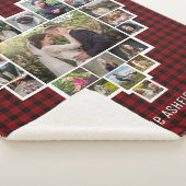ファミリーフォトコラージュハート25写真名レッドプレイド シェルパブランケット (3/4)